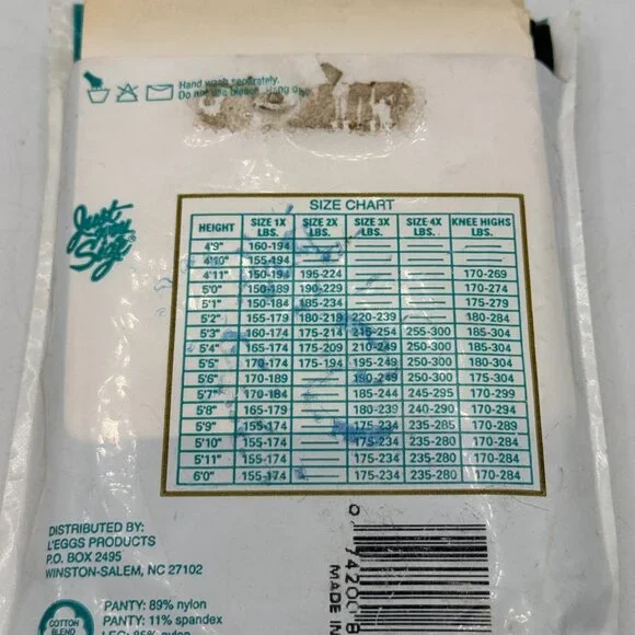 Vintage Just My Size Silky Sheer Pantyhose | Size 3X | Jet Brown | Reinforced To - Picture 3 of 3